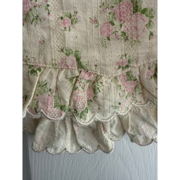 ASTR the Label Cream Floral Puff Sleeve Cropped Top Cotton size Large - Picture 7 of 8